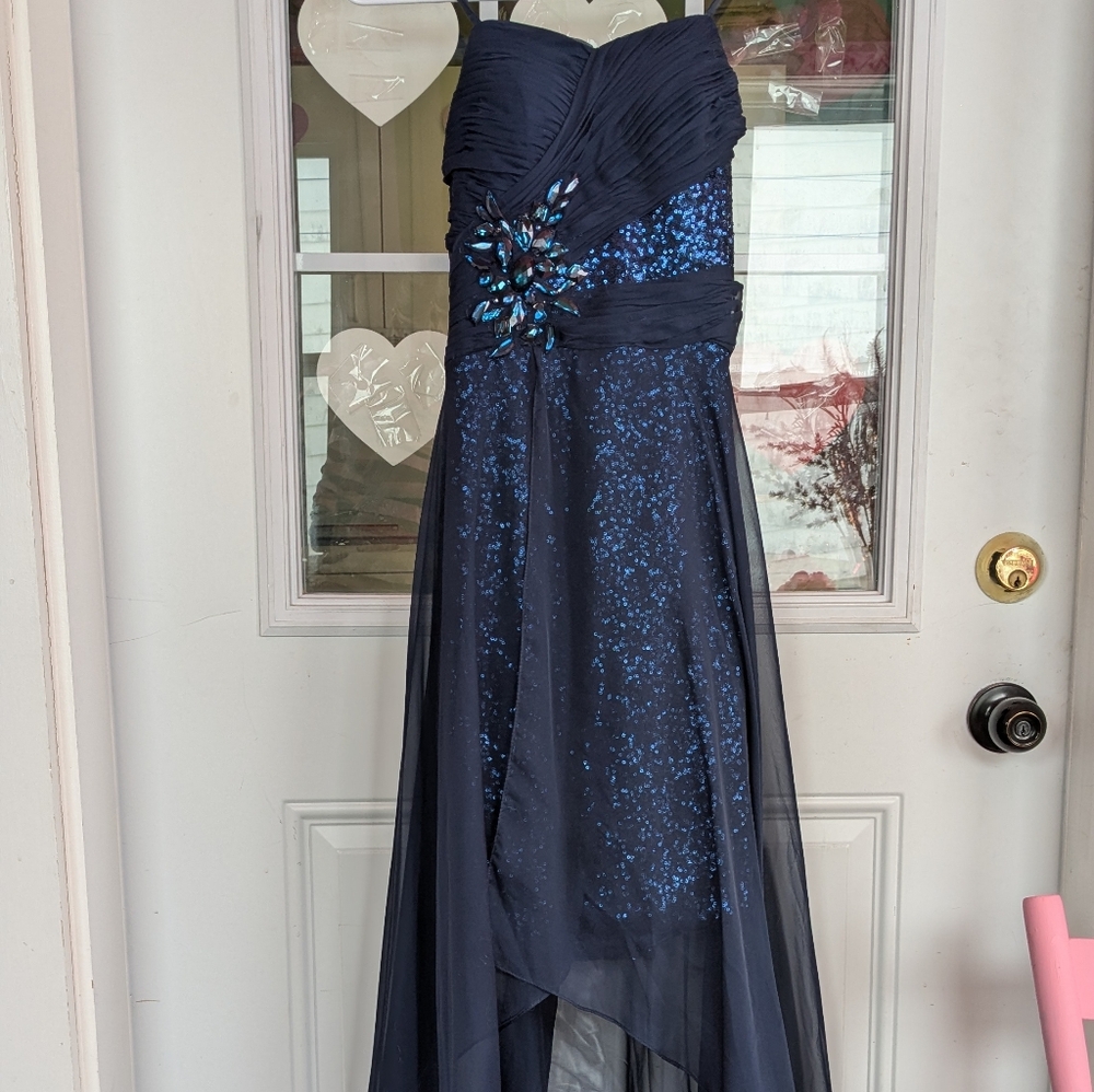 Le Chateau Midnight Blue High-low Dress.Sequins Size Xxs 2015